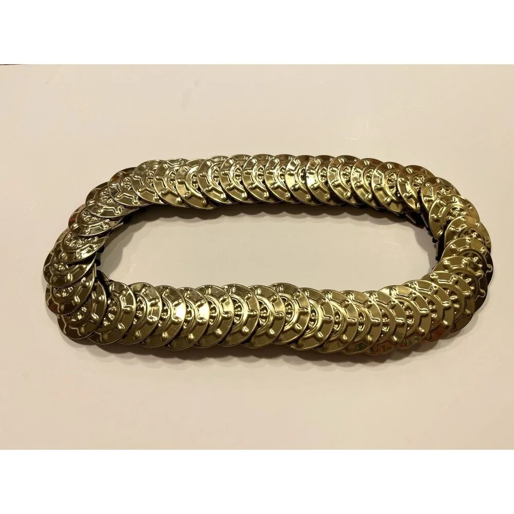 Vtg Gold Tone Metal Fish Scale Stretch Belt 70s One Size